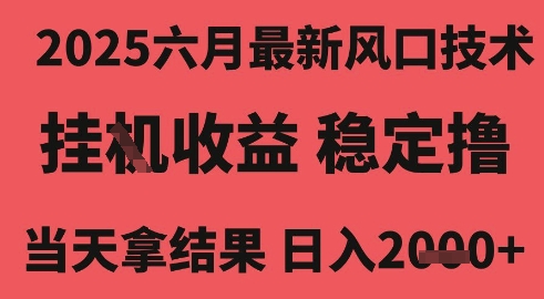 2025六月最新风口技术，无人挂G撸礼物，长期稳定 一个小时收益2k+，小白当天拿结果【揭秘】|云雀资源分享