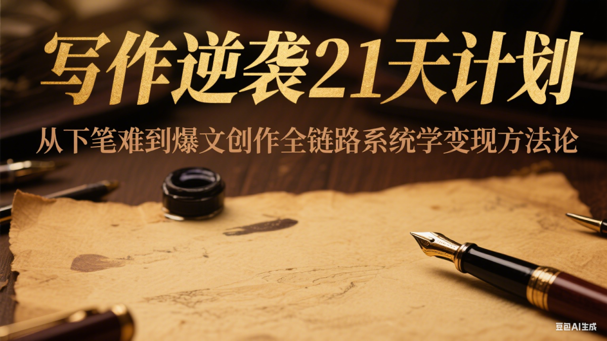 写作逆袭21天计划：从下笔难到爆文创作全链路系统学变现方法论|云雀资源分享