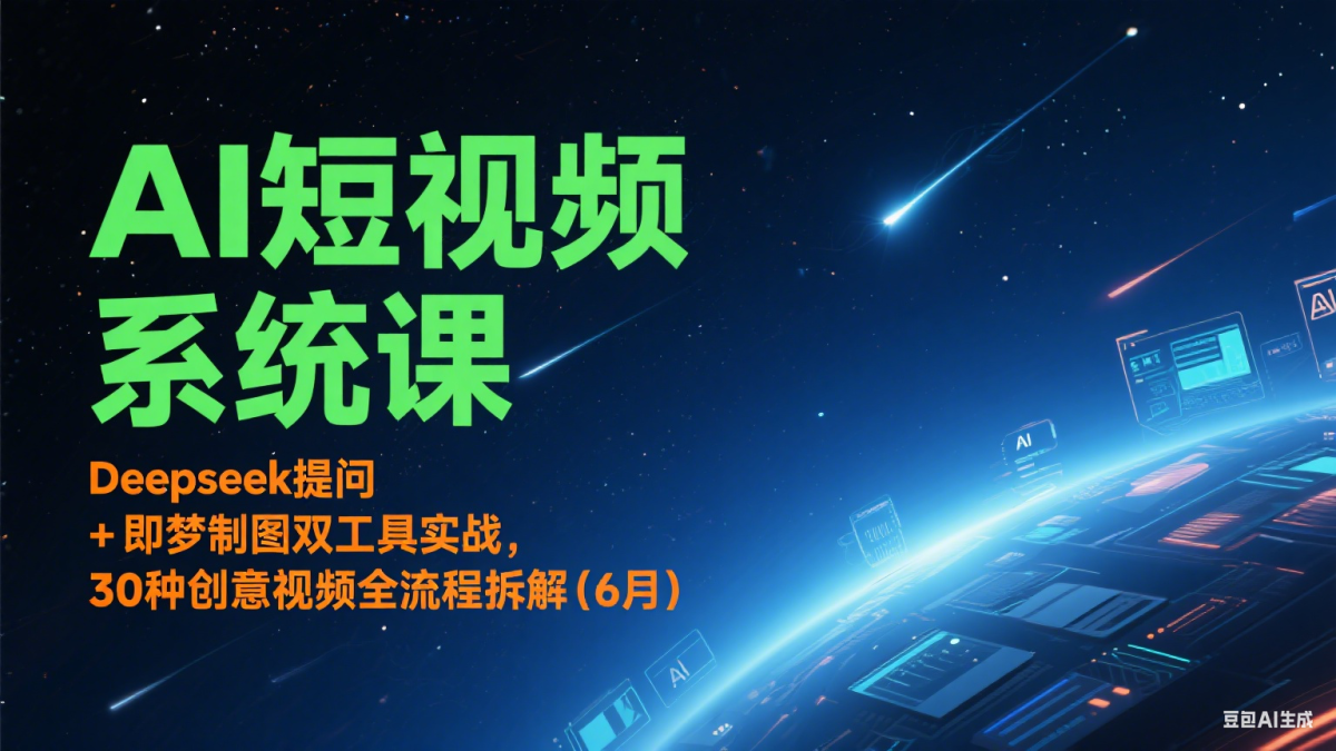 AI短视频系统课：Deepseek提问 + 即梦制图双工具实战，30种创意视频全流程拆解(6月)|云雀资源分享