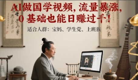 AI做国学视频，流量暴涨 ，0 基础也能日入多张|云雀资源分享