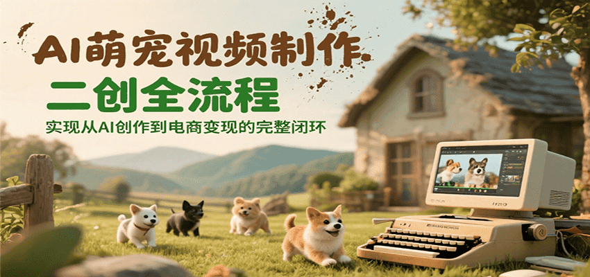 AI萌宠视频制作二创全流程，实现从AI创作到电商变现的完整闭环|云雀资源分享