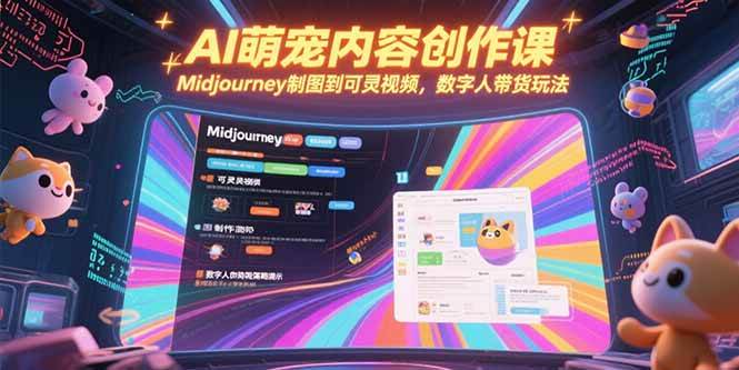 AI萌宠内容创作课，Midjourney制图到可灵视频，数字人带货玩法|云雀资源分享