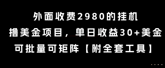 外面收费2980的挂G撸美金项目，单日收益30+美金，可批量可矩阵【揭秘】|云雀资源分享