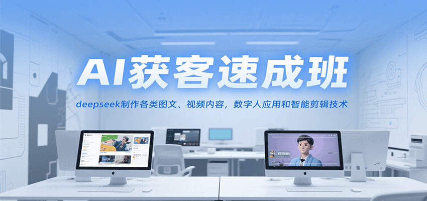 AI获客速成班，deepseek制作各类图文、视频内容，数字人应用和智能剪辑技术|云雀资源分享