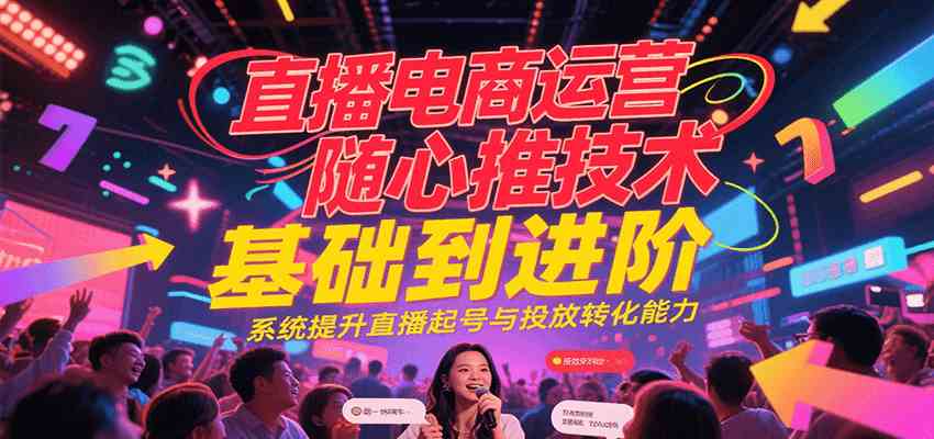 直播电商运营随心推投放技术基础到进阶，系统提升直播起号与投放转化能力|云雀资源分享