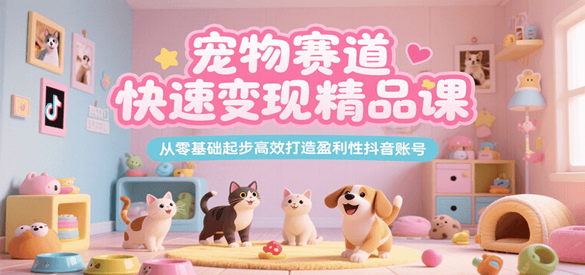 宠物赛道快速变现精品课，从零基础起步高效打造盈利性抖音账号|云雀资源分享
