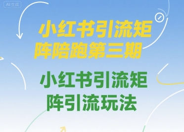 小红书引流矩阵陪跑第三期，小红书引流矩阵引流玩法|云雀资源分享
