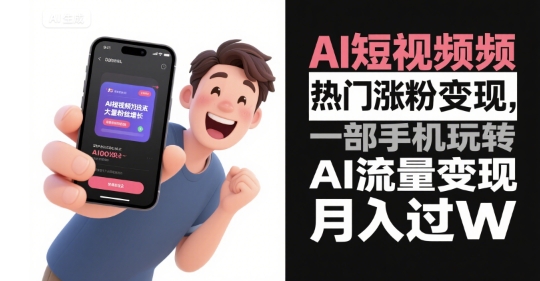 AI短视频热门涨粉变现，一部手机玩转AI流量变现，月入过W|云雀资源分享