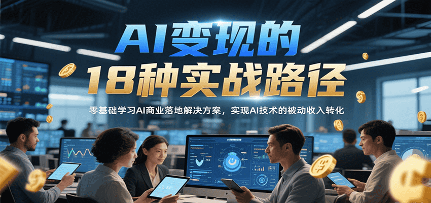 AI变现的18种实战路径，零基础学习AI商业落地解决方案，实现AI技术的被动收入转化|云雀资源分享