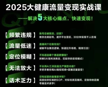 大健康流量全域新增长8.0，三月底线下课视频，大健康万亿蓝海，从类目突围到模式迭代|云雀资源分享