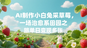 AI制作小白兔采草莓，一场治愈系田园之旅单日变现多张|云雀资源分享
