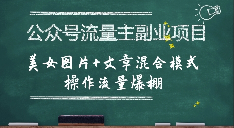 公众号流量主副业项目，美女图片+文章混合模式操作流量爆棚|云雀资源分享
