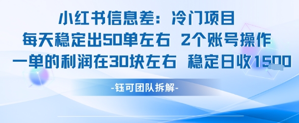 小红书信息差冷门项目一单利润30块每天稳定1.5k左右2个账号操作|云雀资源分享