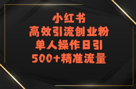 小红书高效引流创业粉，单人操作日引500+精准流量|云雀资源分享