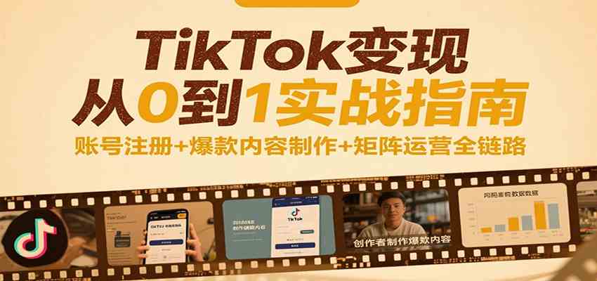 TikTok变现从0到1实战指南：账号注册+爆款内容制作+矩阵运营全链路|云雀资源分享