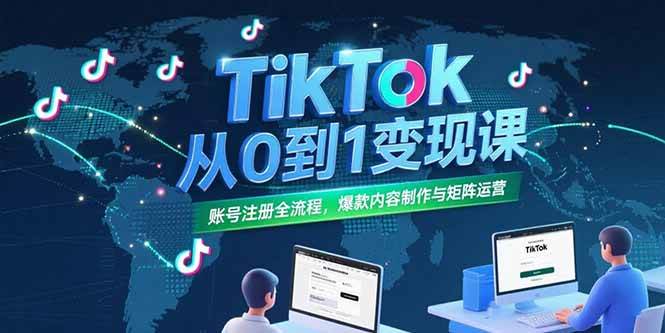 TikTok从0到1变现课，账号注册全流程，爆款内容制作与矩阵运营|云雀资源分享