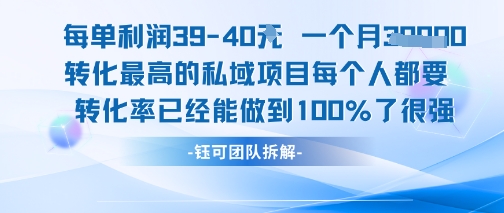 每单利润40一个月7k+转化最高的私域项目，每个人都要的产品转化率已经能做到100%|云雀资源分享
