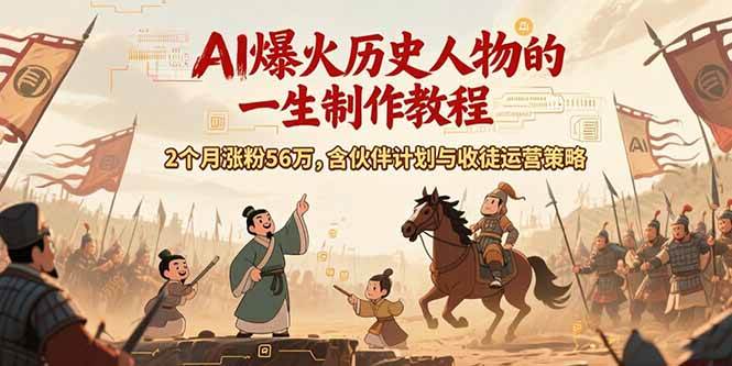 AI历史人物赛道课程，2个月涨粉56万，含伙伴计划与收徒运营策略|云雀资源分享