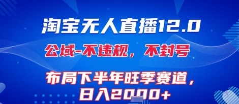 淘宝无人直播12.0，不封号，不违规，布局下半年旺季赛道，日入1k+(独家技术)【揭秘】|云雀资源分享