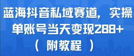 蓝海抖音私域赛道，实操单账号当天变现288+(附教程)|云雀资源分享