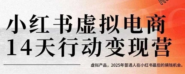 小红书虚拟电商14天变现训练营，虚拟产品，2025年普通人在小红书最后的搞钱机会|云雀资源分享