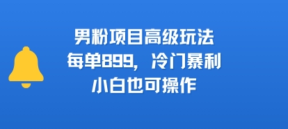 男粉项目高级玩法，每单899，冷门暴利，小白也可操作|云雀资源分享