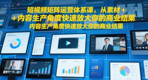 短视频矩阵运营体系课，从素材+内容生产角度快速放大你的商业结果|云雀资源分享