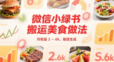 微信小绿书搬运美食做法 月收益 2-6k|云雀资源分享