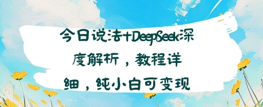 今日说法+DeepSeek深度解析，教程详细，纯小白可变现|云雀资源分享