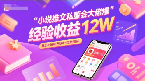 小说推文私董会大佬爆单经验分享收益12W，番茄小说每天稳定4位数收益|云雀资源分享