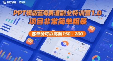 PPT模版蓝海赛道副业特训营1.0，项目非常简单粗暴，客单价可以高到150-200|云雀资源分享