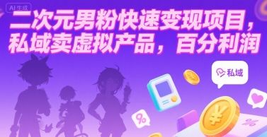 二次元男粉快速变现项目，私域卖虚拟产品，百分利润|云雀资源分享
