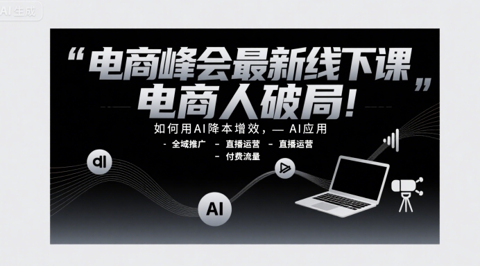 电商峰会最新线下课，电商人破局，如何用AI降本增效，AI应用-全域推广-直播运营-付费流量|云雀资源分享