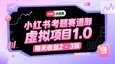 小红书考题赛道虚拟项目1.0，项目操作简单，每天收益2-3张|云雀资源分享
