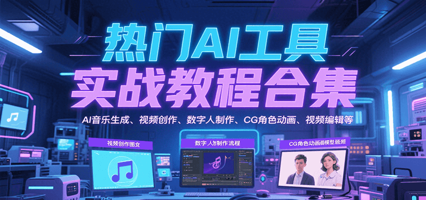 热门AI工具实战教程合集，AI音乐生成、视频创作、数字人制作、CG角色动画、视频编辑等|云雀资源分享