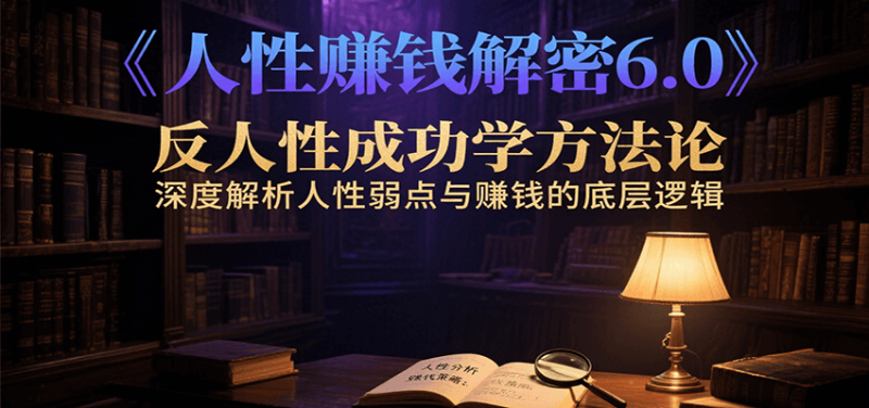 人性赚钱解密6.0,反人性成功学方法论,深度解析人性弱点与赚钱的底层逻辑|云雀资源分享