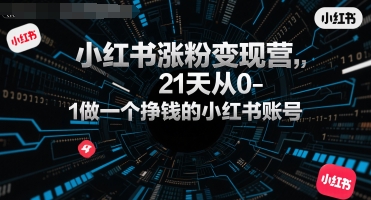 小红书涨粉变现营，21天从0-1做一个挣钱的小红书账号|云雀资源分享