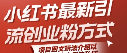小红书最新引流创业粉方式，项目图文玩法介绍以及如何安全倒流私域|云雀资源分享