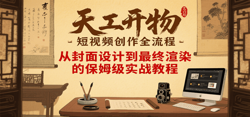 天工开物短视频创作全流程,从封面设计到最终渲染的保姆级实战教程|云雀资源分享