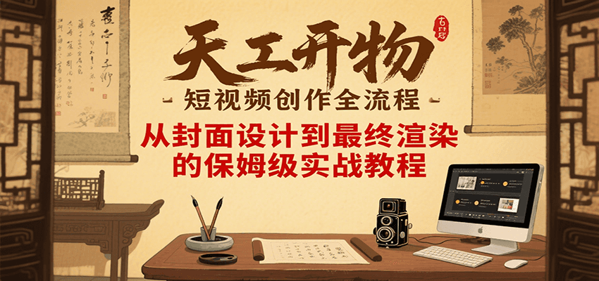 天工开物短视频创作全流程，从封面设计到最终渲染的保姆级实战教程|云雀资源分享