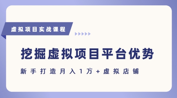 抓住虚拟项目各平台优势，新手轻松月入1W+(给出具体建议)|云雀资源分享