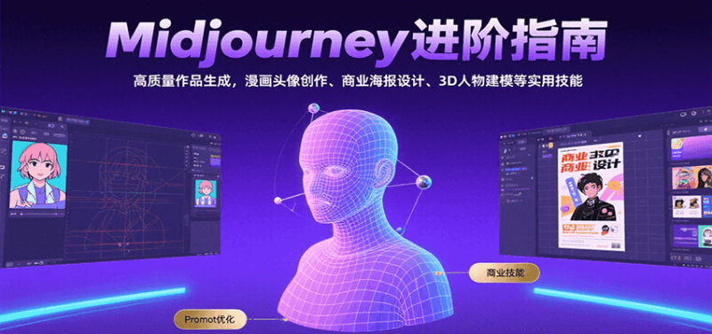 Midjourney进阶指南:高质量作品生成,漫画头像创作、商业海报设计、3D人物建模等|云雀资源分享