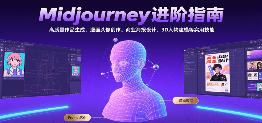 Midjourney进阶指南：高质量作品生成，漫画头像创作、商业海报设计、3D人物建模等|云雀资源分享
