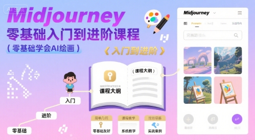 midjourney零基础入门到进阶课程，零基础学会AI绘画|云雀资源分享