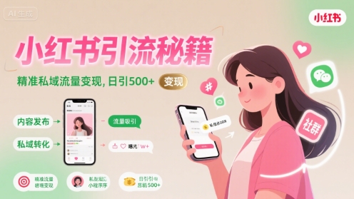 小红书引流秘籍，精准私域流量变现，日引500+|云雀资源分享