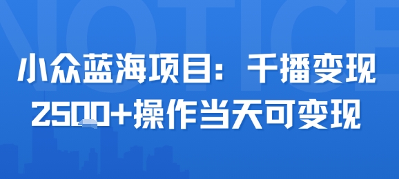 小众蓝海项目，千播变现2.5k+操作当天可变现|云雀资源分享