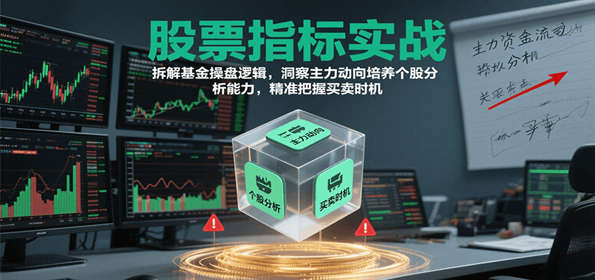 股票指标实战，拆解基金操盘逻辑，洞察主力动向培养个股分析能力，精准把握买卖时机|云雀资源分享