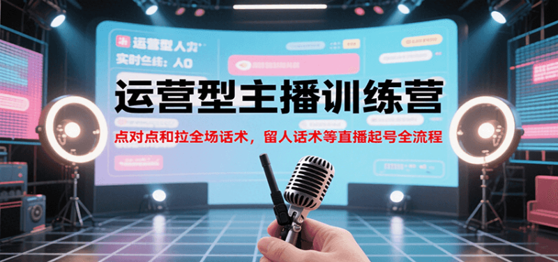 运营型主播训练营，点对点和拉全场话术，留人话术等直播起号全流程（更新7月）|云雀资源分享