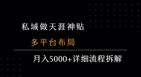 私域做天涯神贴 多平台布局 月入5k+详细流程拆解|云雀资源分享