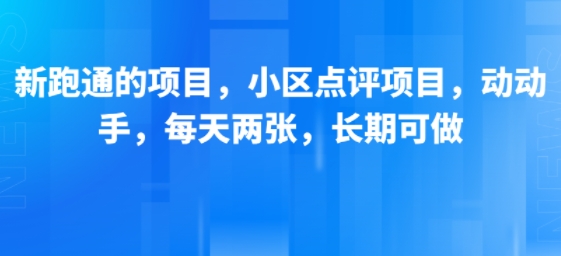 新跑通的项目，小区点评项目，动动手，每天两张，长期可做|云雀资源分享